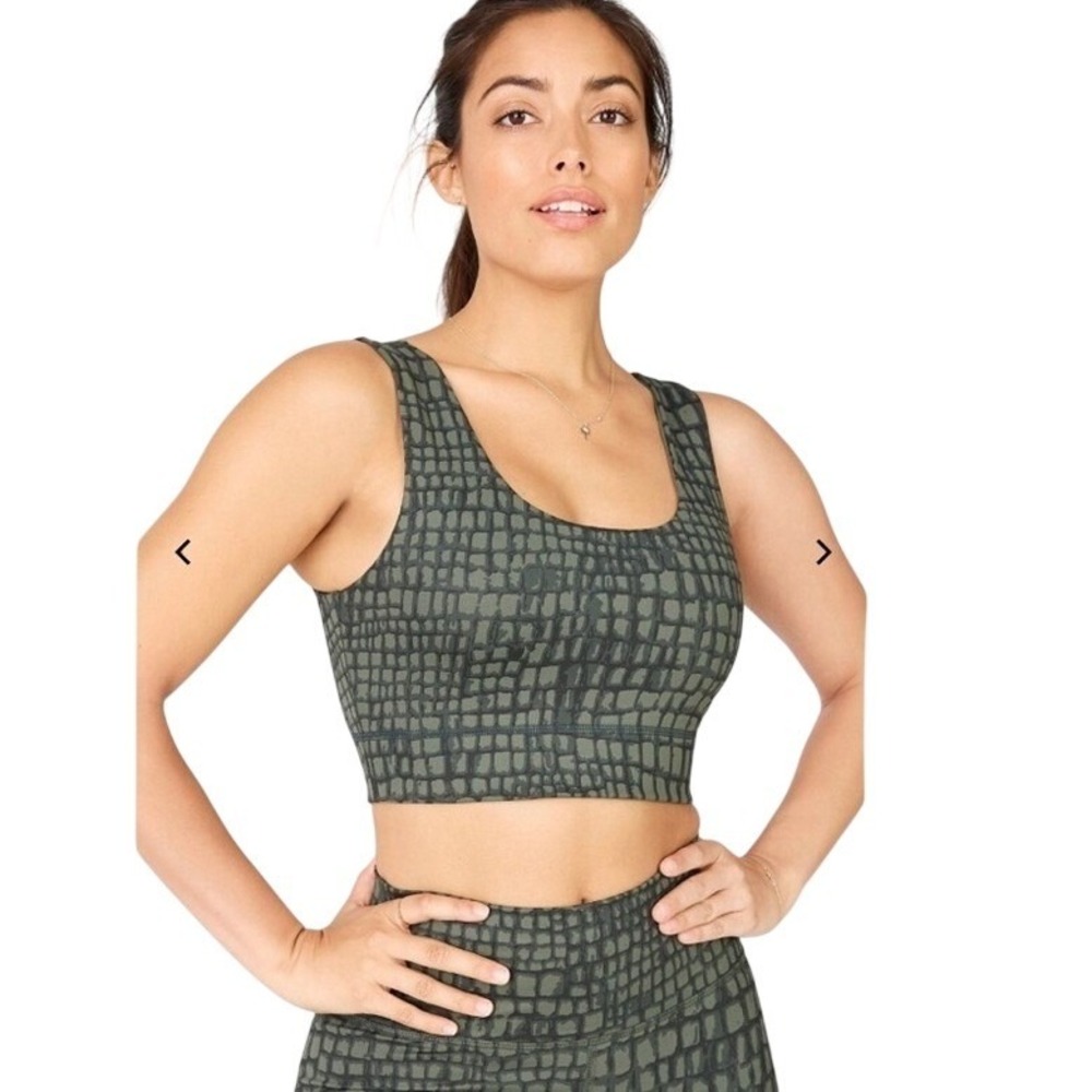 Fabletics Womens Harlow Midi Reversible Sports Bra Crocodile Print Medium